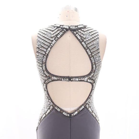 Crystal Jersey Gray Prom Pageant Gown Evening Gown - Picture 6 of 6